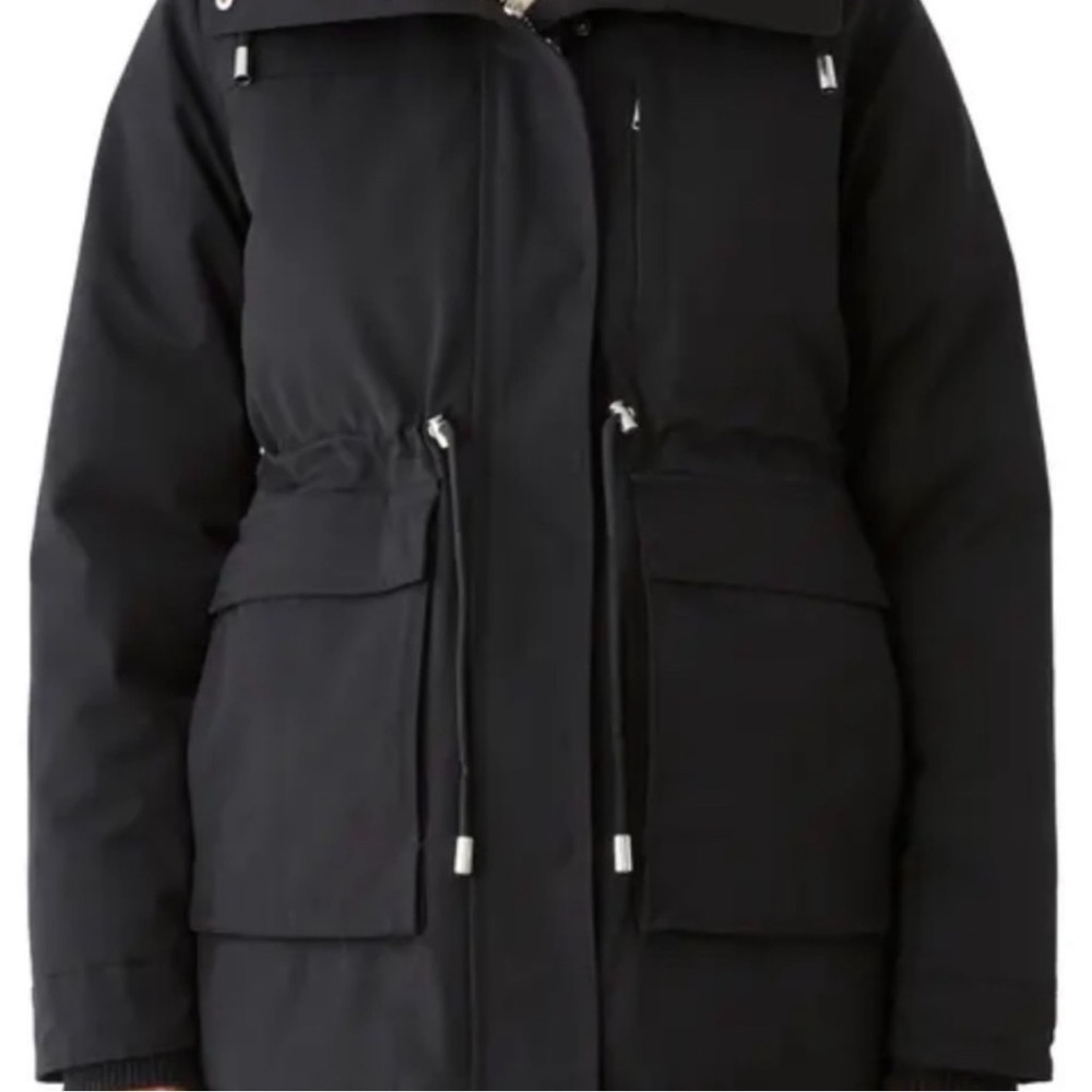 Black Parka with Cream Collar - Picture 2 of 6